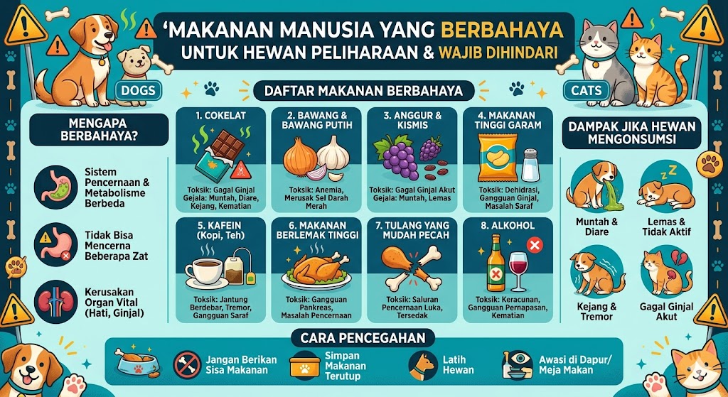 Makanan Manusia yang Berbahaya Untuk Hewan Peliharaan dan Wajib Dihindari